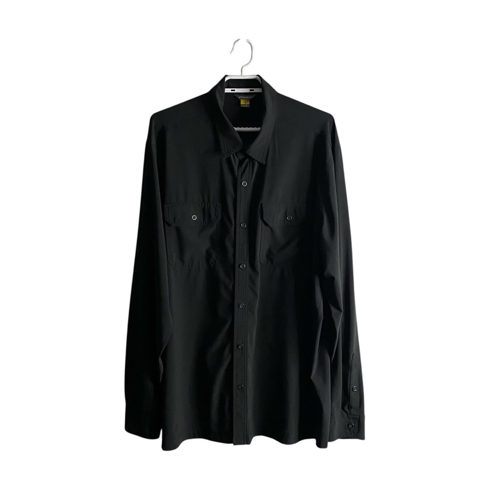 Eddie Bauer Men's Black Work Travel Button-Down Stretch Shirt